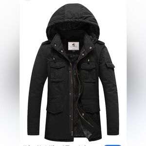 Men's‎ Winter Military Jacket Hooded Warm Faux Fur Lined Coat NWOT Size S